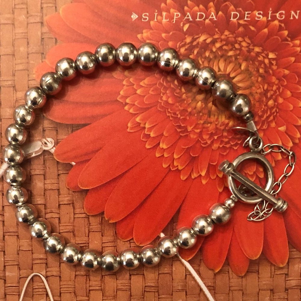 Vintage Silpada Sterling Silver Bead Ball Toggle Clasp Bracelet B0059 - Picture 4 of 9